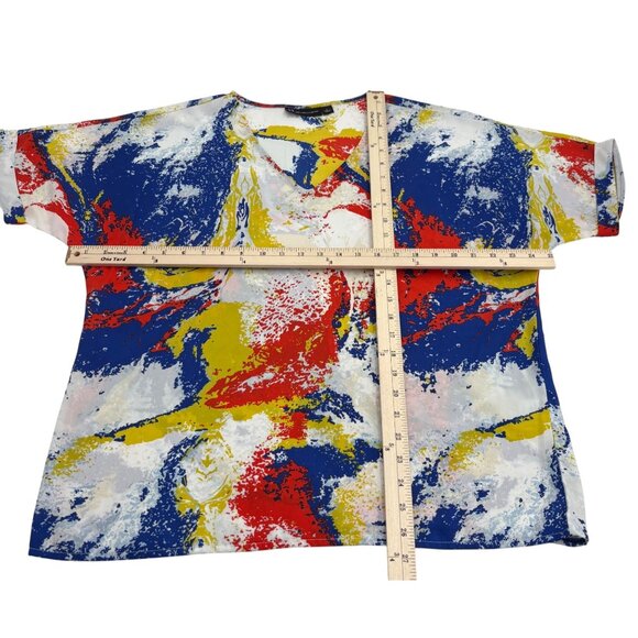 New York & Company Abstract Print T-Shirt Large Short Sleeves Colorful Pullover - Picture 4 of 5